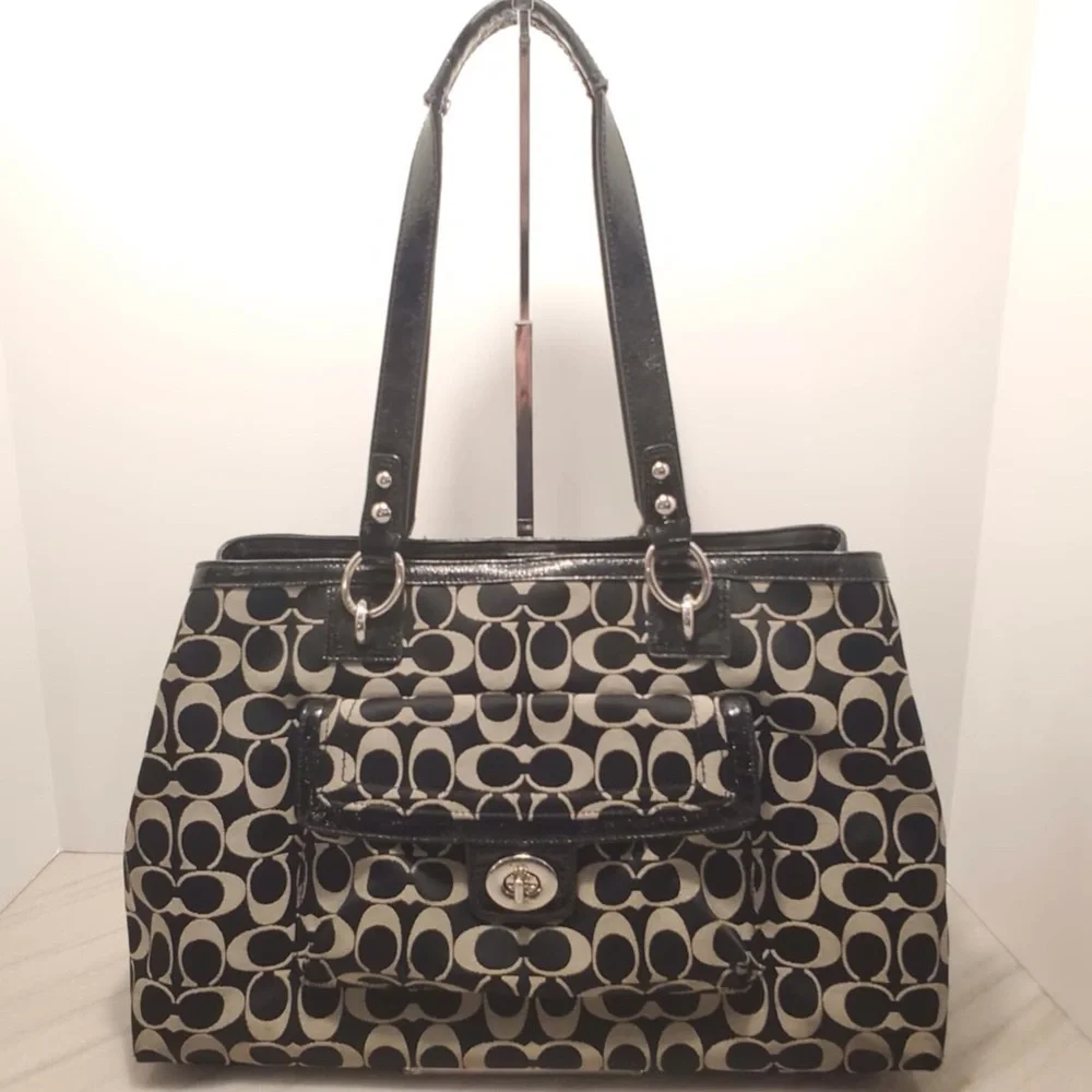 Coach F19188 Penelope Satchel in Black Logo Print